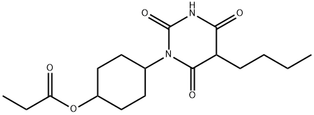 5-ブチル-1-(4-ヒドロキシシクロヘキシル)バルビツル酸プロピオナート 化学構造式