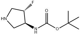 Carbamic acid, [(3S,4S)-4-fluoro-3-pyrrolidinyl]-, 1,1-dimethylethyl ester (9CI) Struktur