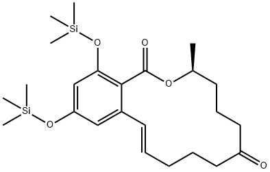 (3S,11E)-3,4,5,6,9,10-Hexahydro-3-methyl-14,16-bis[(trimethylsilyl)oxy]-1H-2-benzoxacyclotetradecin-1,7(8H)-dione 结构式