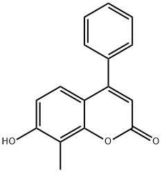 7-HYDROXY-8-METHYL-4-PHENYL-2H-CHROMEN-2-ONE 化学構造式