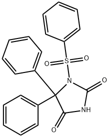 1-(フェニルスルホニル)-5,5-ジフェニルヒダントイン 化学構造式