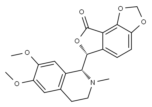 [R,(-)]-6-[(1R)-1,2,3,4-Tetrahydro-6,7-dimethoxy-2-methylisoquinolin-1-yl]furo[3,4-e]-1,3-benzodioxol-8(6H)-one Structure