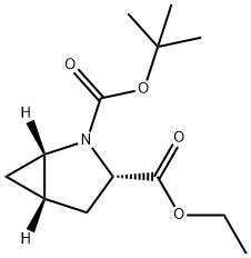 (1S,3S,5S)-2-叔丁基3-乙基2-氮杂双环[3.1.0]己烷-2,3-二羧酸酯,214193-11-0,结构式