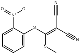 2-[(Methylthio)(2-nitrophenylthio)methylene]-malononitrile 化学構造式