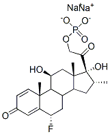 Pregna-1,4-diene-3,20-dione, 6-fluoro-11,17-dihydroxy-16-methyl-21-(phosphonooxy)-, disodium salt, (6alpha,11beta,16alpha)-|PREGNA-1,4-DIENE-3,20-DIONE, 6-FLUORO-11,17-DIHYDROXY-16-METHYL-21-(PHOSPHONOOXY)-, DISODIUM SALT, (
