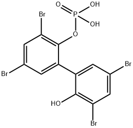 3,3',5,5'-テトラブロモ[1,1'-ビフェニル]-2,2'-ジオール2-(二水素ホスファート) 化学構造式