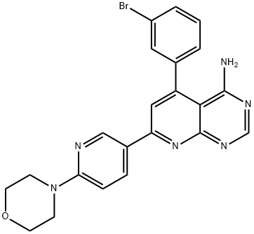 5-(3-溴苯基)-7-[6-(4-吗啉基)-3-吡啶基]-吡啶并[2,3-D]嘧啶-4-胺, 214697-26-4, 结构式
