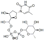 [hydroxy-[[(2R,3S,5R)-3-hydroxy-5-(5-methyl-2,4-dioxopyrimidin-1-yl)oxolan-2-yl]methoxy]phosphoryl] [(3R,4R,5R,6S)-3,4,5-trihydroxy-6-methyloxan-2-yl] hydrogen phosphate 结构式