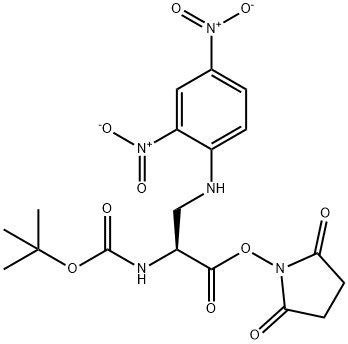 2,5-二氧代吡咯烷-1-基(S)-2-((叔丁氧基羰基)氨基)-3-((2,4-二硝基苯基)氨基)丙酸酯, 214750-68-2, 结构式