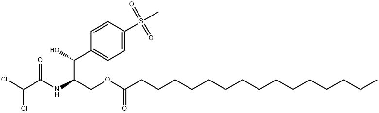 ヘキサデカン酸(2R,3R)-2-[(ジクロロアセチル)アミノ]-3-ヒドロキシ-3-[4-(メチルスルホニル)フェニル]プロピル 化学構造式