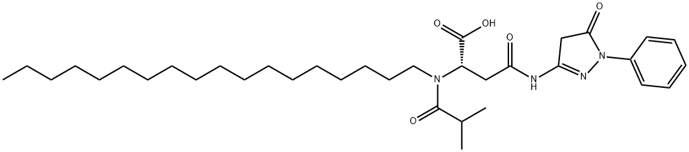 N-(4,5-dihydro-5-oxo-1-phenyl-1H-pyrazol-3-yl)-N2-(2-methylpropionyl)-N2-octadecyl-L-asparagine 结构式