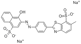 2-[4-[(1-ヒドロキシ-4-スルホ-2-ナフタレニル)アゾ]フェニル]-6-メチル-7-ベンゾチアゾールスルホン酸二ナトリウム 化学構造式