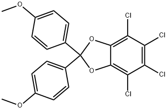 4,5,6,7-テトラクロロ-2,2-ビス(4-メトキシフェニル)-1,3-ベンゾジオキソール 化学構造式