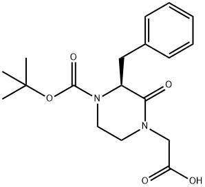 (3S)-4-BOC-1-羧甲基-3-苄基-哌嗪-2-酮, 215121-89-4, 结构式