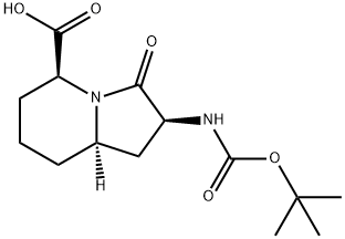 2-((tert-butoxycarbonyl)amino)-3-oxooctahydroindolizine-5-carboxylic acid Struktur