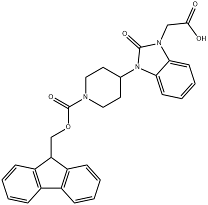 FMOC-4-(3-CARBOXYMETHYL-2-KETO-1-BENZIMIDAZOLYL)-PIPERIDINE Structure