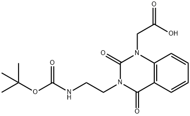 BOC-3-(2-AMINOETHYL)-1-CARBOXYMETHYL-QUINAZOLINE-2,4-DIONE Struktur