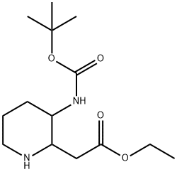 2-(3-((叔丁氧基羰基)氨基)哌啶-2-基)乙酸乙酯, 215306-00-6, 结构式