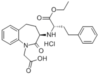 (3R)-3-[[(1S)-1-(乙氧羰基)-3-苯基丙基]氨基]-2,3,4,5-四氢-2-氧代-1H-1-苯并氮杂卓-1-乙酸盐酸盐 结构式