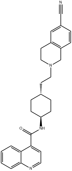N-[反式-4-[2-(6-氰基-3,4-二氢-2(1H)-异喹啉基)乙基]环己基]-4-喹啉甲酰胺, 215803-78-4, 结构式