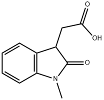 (1-メチル-2-オキソ-2,3-ジヒドロ-1H-インドール-3-イル)酢酸 化学構造式