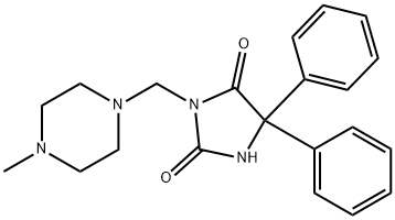 3-[(4-メチル-1-ピペラジニル)メチル]-5,5-ジフェニル-2,4-イミダゾリジンジオン 化学構造式