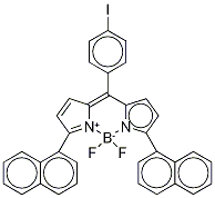 4,4-Difluoro-8-(4’-iodophenyl)-1,7-bis-(1’-napthyl)-4-bora-3α,4α-diaza-s-indacene Structure