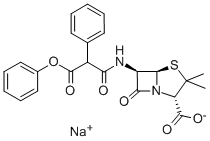 sodium [2S-(2alpha,5alpha,6beta)]-6-[(1,3-dioxo-3-phenoxy-2-phenylpropyl)amino]-3,3-dimethyl-7-oxo-4-thia-1-azabicyclo[3.2.0]heptane-2-carboxylate  Structure