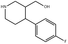 4-(4-フルオロフェニル)-3-ピペリジンメタノール 化学構造式