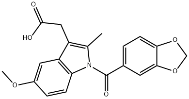 1-(1,3-Benzodioxol-5-ylcarbonyl)-5-methoxy-2-methyl-1H-indole-3-acetic acid 结构式