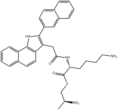 (2S)-2-AMINOPROPYL ESTER N2-[[2-(2-NAPHTHALENYL)-1H-BENZ[G]INDOL-3-YL]ACETYL]-D-LYSINE Struktur