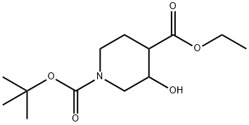 1-tert-butyl 4-Ethyl 3-hydroxypiperidine-1,4-dicarboxylate Structure