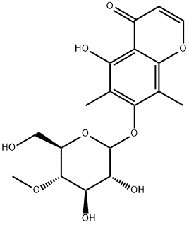 5-Hydroxy-6,8-dimethyl-7-[(4-O-methyl-D-glucopyranosyl)oxy]-4H-1-benzopyran-4-one,21754-21-2,结构式