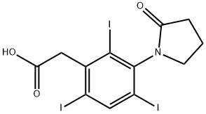 3-(2-オキソ-1-ピロリジニル)-2,4,6-トリヨードフェニル酢酸ナトリウム 化学構造式