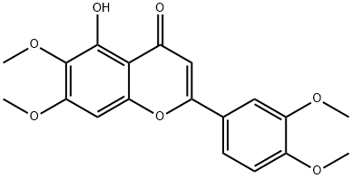 3',4',6,7-テトラメトキシ-5-ヒドロキシフラボン 化学構造式