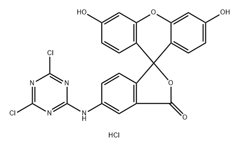 5-([4,6-ジクロロトリアジン-2-イル]アミノ)フルオレセイン塩酸塩 化学構造式