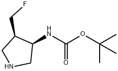 Carbamic acid, [(3R,4R)-4-(fluoromethyl)-3-pyrrolidinyl]-, 1,1-dimethylethyl Struktur