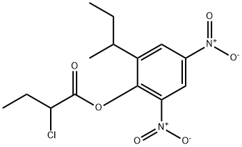 2-Chlorobutyric acid 2-(1-methylpropyl)-4,6-dinitrophenyl ester Struktur