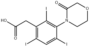 3-(3-オキソモルホリノ)-2,4,6-トリヨードフェニル酢酸ナトリウム 化学構造式