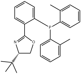 (S)-2-[2-[双(2-甲苯基)膦]苯基]-4-叔丁基-2-噁唑啉, 218460-00-5, 结构式