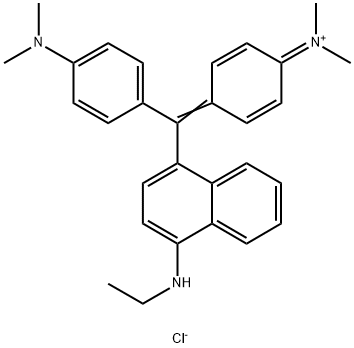 N-[4-[[4-(ジメチルアミノ)フェニル][4-(エチルアミノ)ナフタレン-1-イル]メチレン]-2,5-シクロヘキサジエン-1-イリデン]-N-メチルメタンアミニウム·クロリド 化学構造式