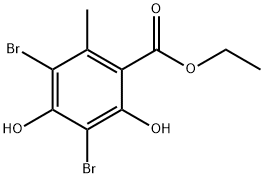 2,4-ジヒドロキシ-3,5-ジブロモ-6-メチル安息香酸エチル 化学構造式
