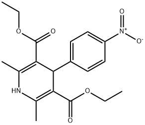 4-(4-Nitrophenyl)-2,6-dimethyl-1,4-dihydropyridine-3,5-bis(carboxylic acid ethyl) ester, 21881-54-9, 结构式