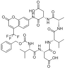 Z-缬氨酰-天冬氨酰-丙氨酰-天冬氨酸-氨基三氟甲基香豆素 结构式