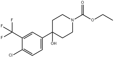 Ethyl 4-(4-chloro-3-(trifluoromethyl)phenyl)-4-hydroxypiperidine-1-carboxylate Struktur