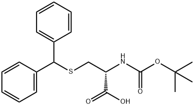 N-[叔丁氧羰基]-S-(二苯基甲基)-L-半胱氨酸 结构式