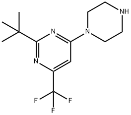 2-叔丁基-4-(1-哌嗪)-6-三氟甲基嘧啶, 219599-99-2, 结构式