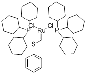 二塩化ビス(トリシクロヘキシルホスフィン)[(フェニルチオ)メチレン]ルテニウム(II) 化学構造式