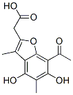 7-アセチル-4,6-ジヒドロキシ-3,5-ジメチル-2-ベンゾフラン酢酸 化学構造式