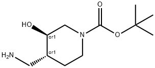 反式-1-BOC-4-氨基甲基-3-羟基哌啶 结构式